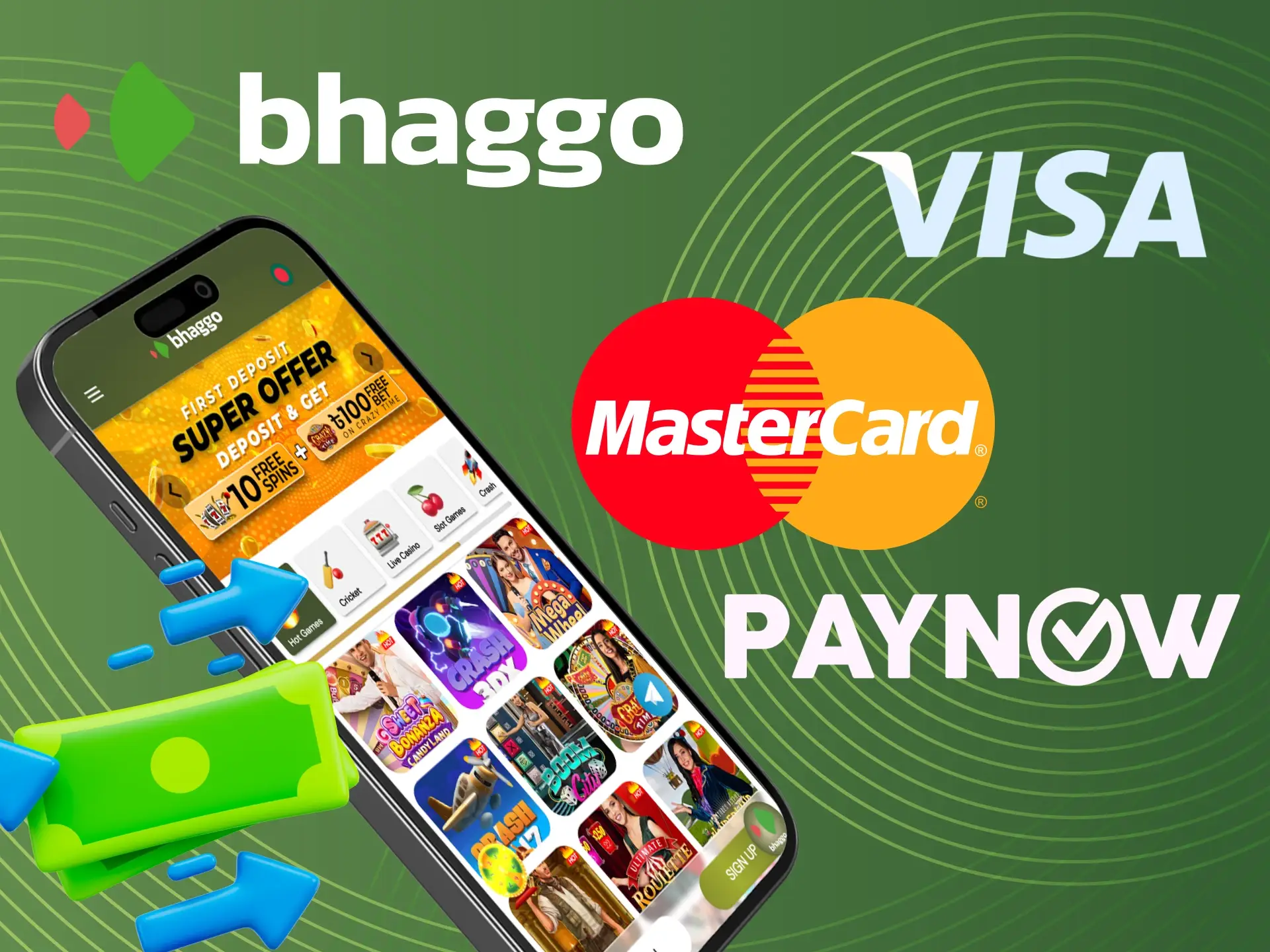 A wide range of payment methods are available on the official Bhaggo app.