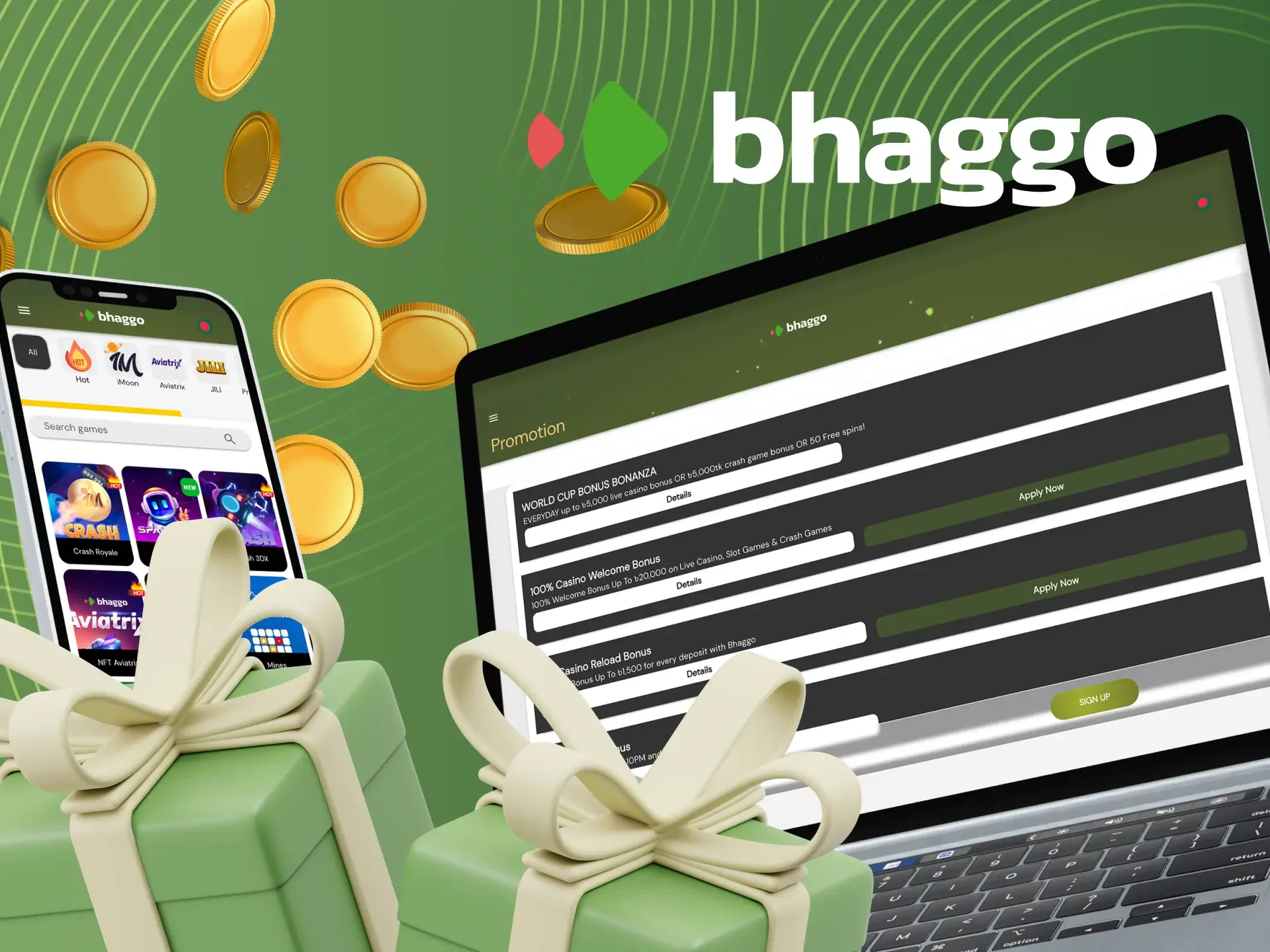 Bonuses and interesting promotions for crash games at Bhaggo.