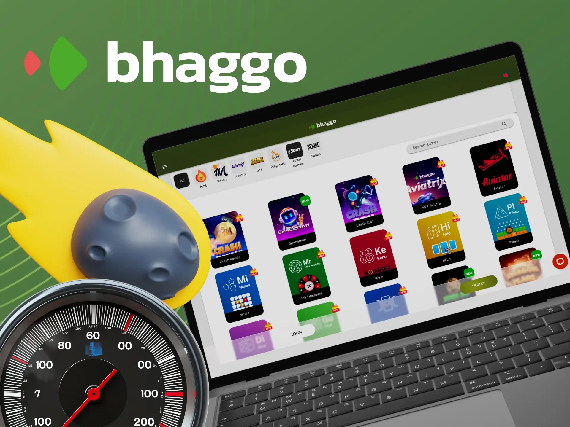 Different types of crash games at Bhaggo casino.