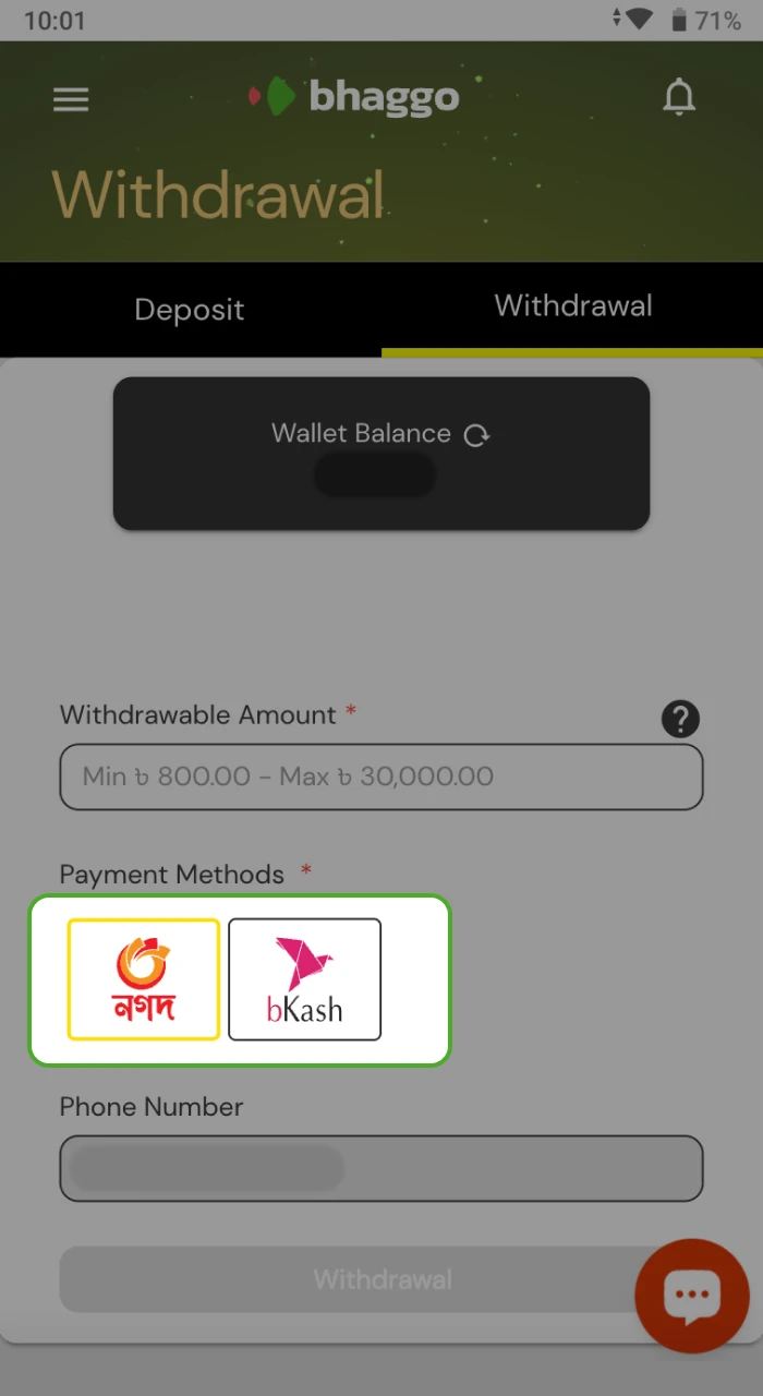 What payment systems can I use to withdraw money on the Bhaggo online casino website.