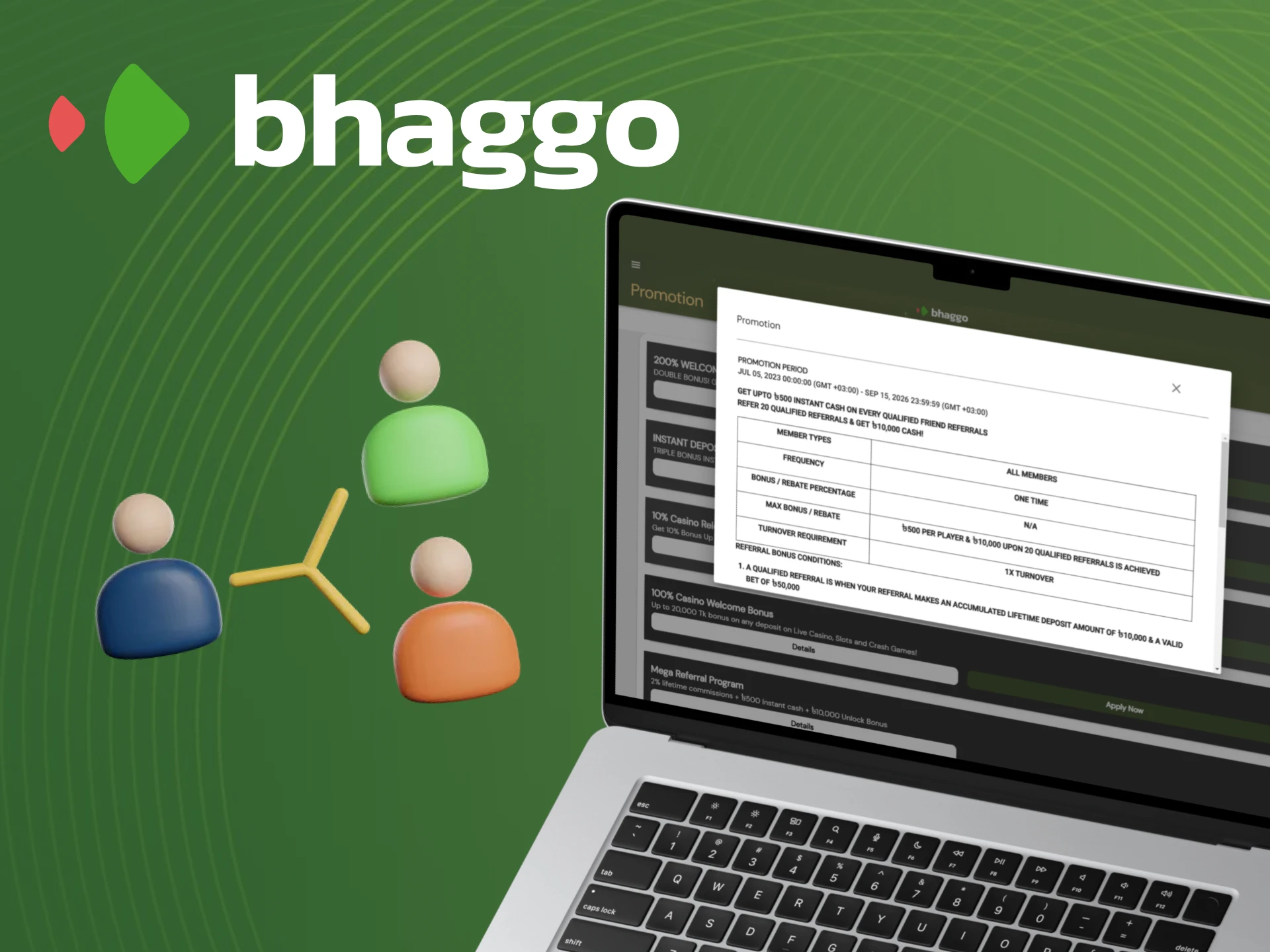 Bhaggo offers a program where you can earn money from every customer you refer.